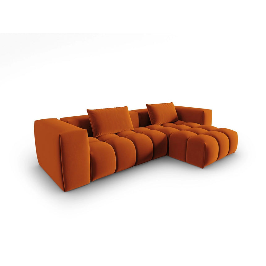 Verona 3-Sitzer Ecksofa, Rechte Seite, aus Samt in Terrakotta (Casino Terracota), 260x145 cm von Cosmopolitan Design – Bild 3