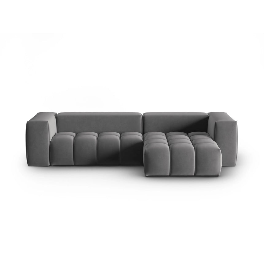 Verona 3-Sitzer Ecksofa, Rechte Seite, aus Samt in Warmes Grau (Casino Anthracite), 260x145 cm von Cosmopolitan Design – Bild 1