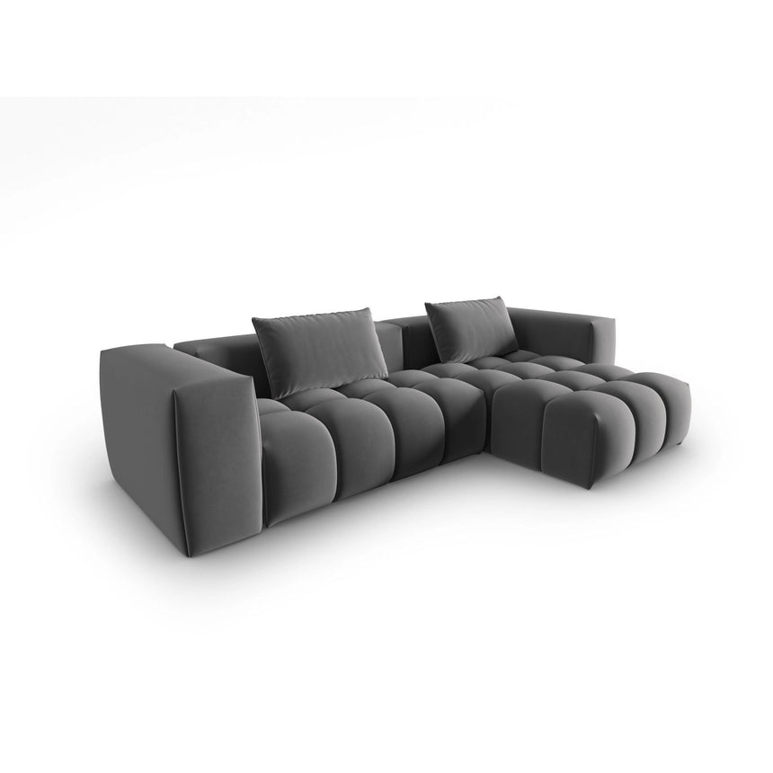 Verona 3-Sitzer Ecksofa, Rechte Seite, aus Samt in Warmes Grau (Casino Anthracite), 260x145 cm von Cosmopolitan Design – Bild 3