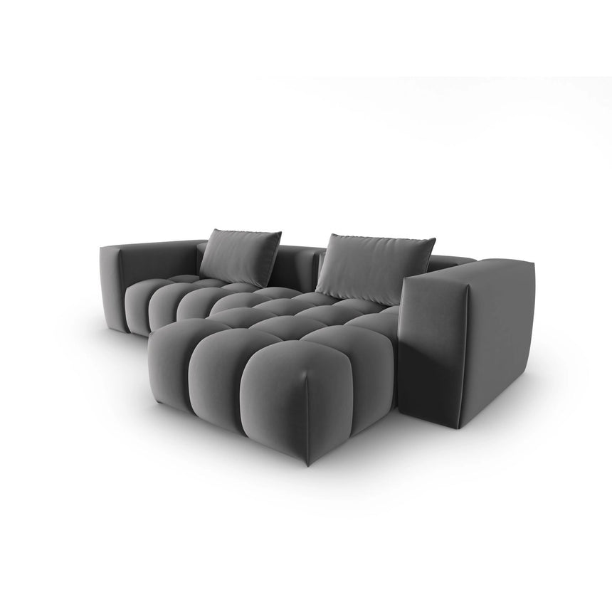 Verona 3-Sitzer Ecksofa, Rechte Seite, aus Samt in Warmes Grau (Casino Anthracite), 260x145 cm von Cosmopolitan Design – Bild 4