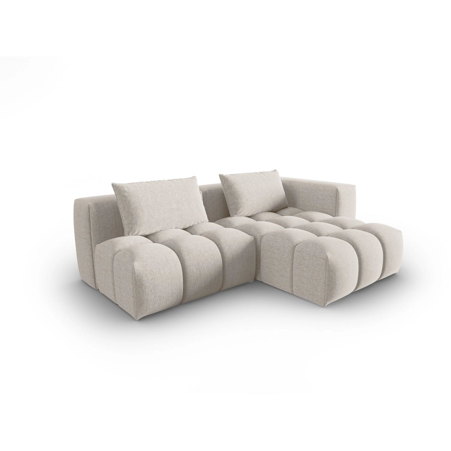 Verona 3-Sitzer Ecksofa, Rechte Seite, aus Strukturierter Stoff in Beige (Sorella 03), 205x145 cm von Cosmopolitan Design – Bild 3