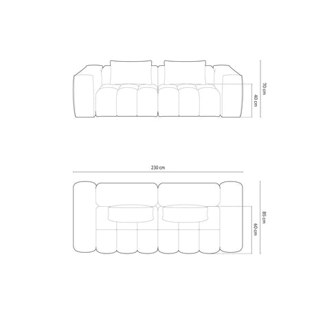 Verona 3-Sitzer Sofa aus Samt in Flamingo (Casino Salmon), 230x85 cm von Cosmopolitan Design – Bild 2