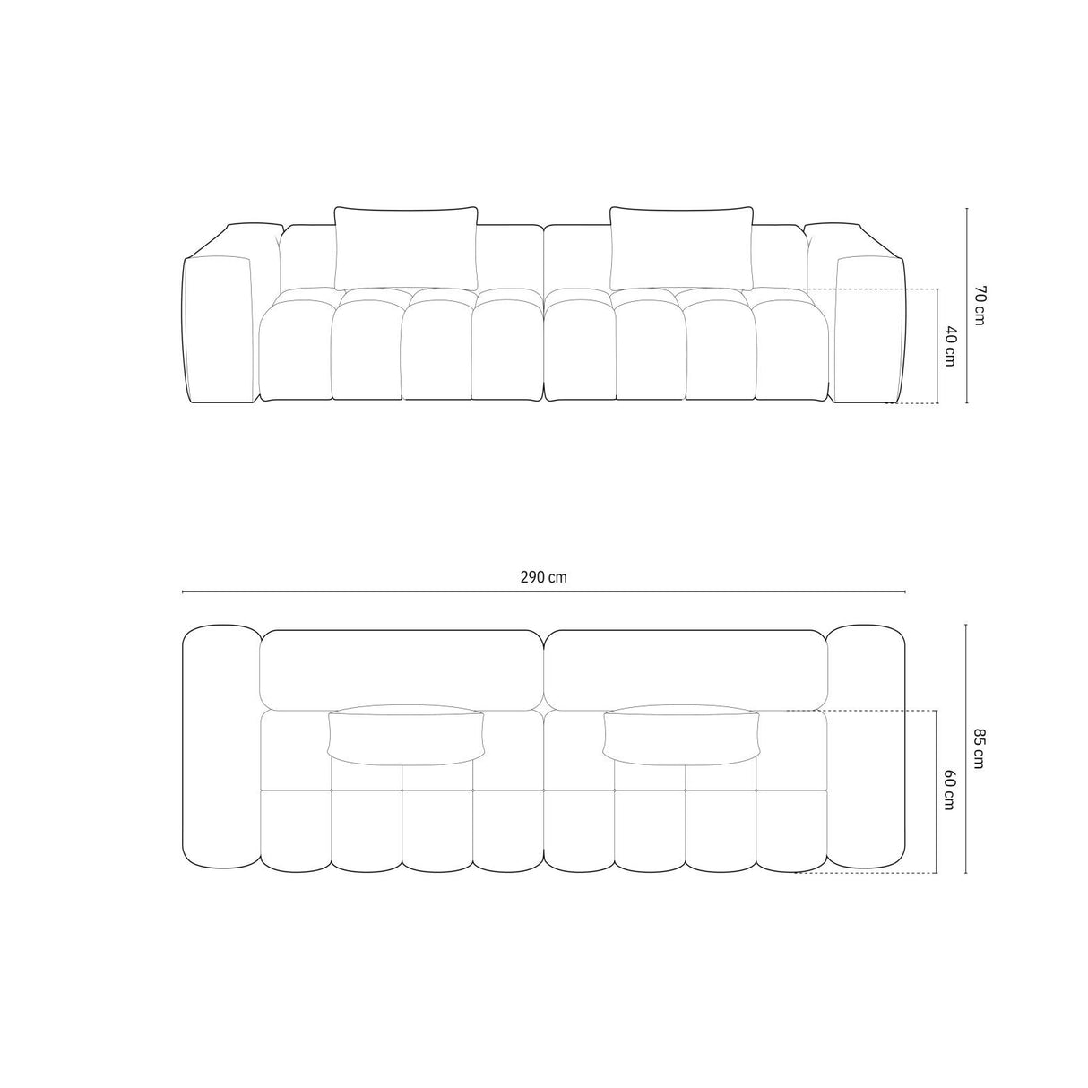 Verona 5-Sitzer Sofa aus Samt in Hellgrün (Casino Forest), 290x85 cm von Cosmopolitan Design – Bild 2