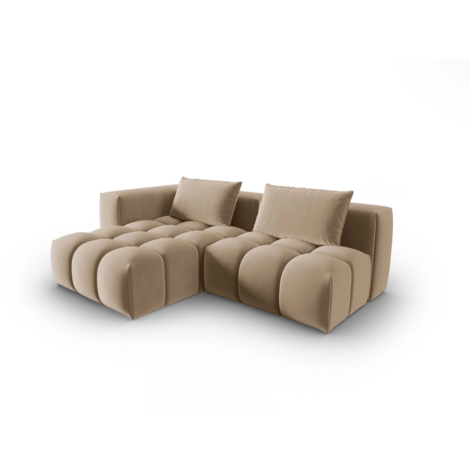 Verona Modulares 3-Sitzer Ecksofa, Linke Seite, aus Samt in Sand (Casino Lion), 205x145 cm von Cosmopolitan Design – Bild 3