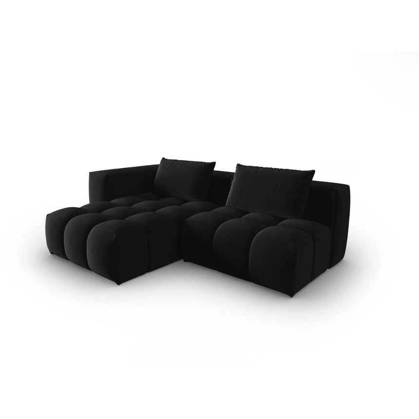 Verona Modulares 3-Sitzer Ecksofa, Linke Seite, aus Samt in Schwarz (Casino Black), 205x145 cm von Cosmopolitan Design – Bild 3