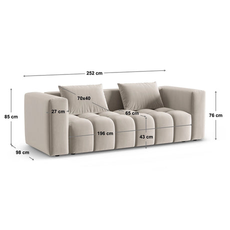Verona Modulares 3-Sitzer Sofa aus Samt in Sand (Casino Lion), 252x98 cm von Cosmopolitan Design – Bild 2