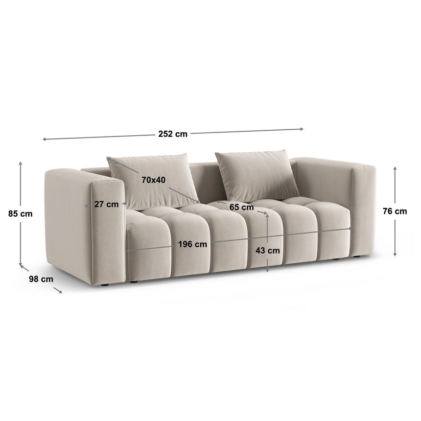 Verona Modulares 3-Sitzer Sofa aus Samt in Warmes Grau (Casino Anthracite), 252x98 cm von Cosmopolitan Design – Bild 2