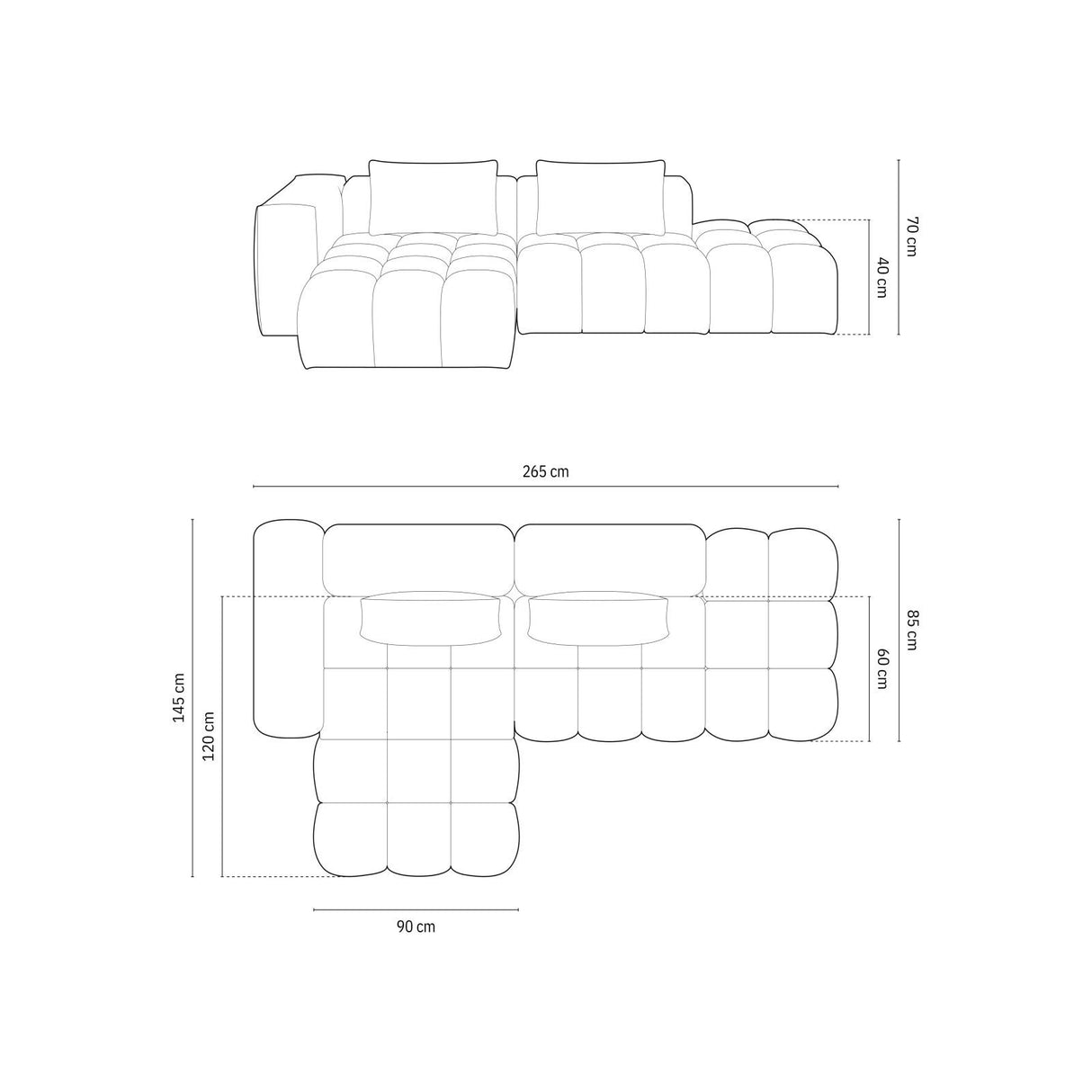Verona Modulares 4-Sitzer Ecksofa, Linke Seite, aus Samt in Flaschengrün (Casino Deep Green), 265x145 cm von Cosmopolitan Design – Bild 2