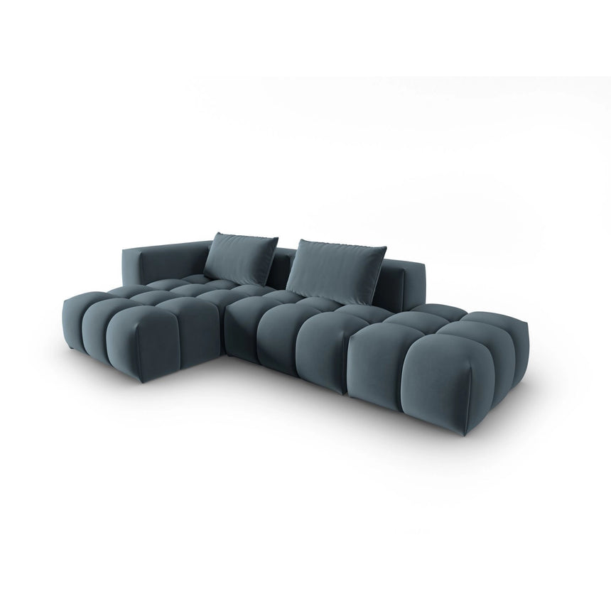 Verona Modulares 4-Sitzer Ecksofa, Linke Seite, aus Samt in Pastellblau (Casino Dark Blue), 265x145 cm von Cosmopolitan Design – Bild 3