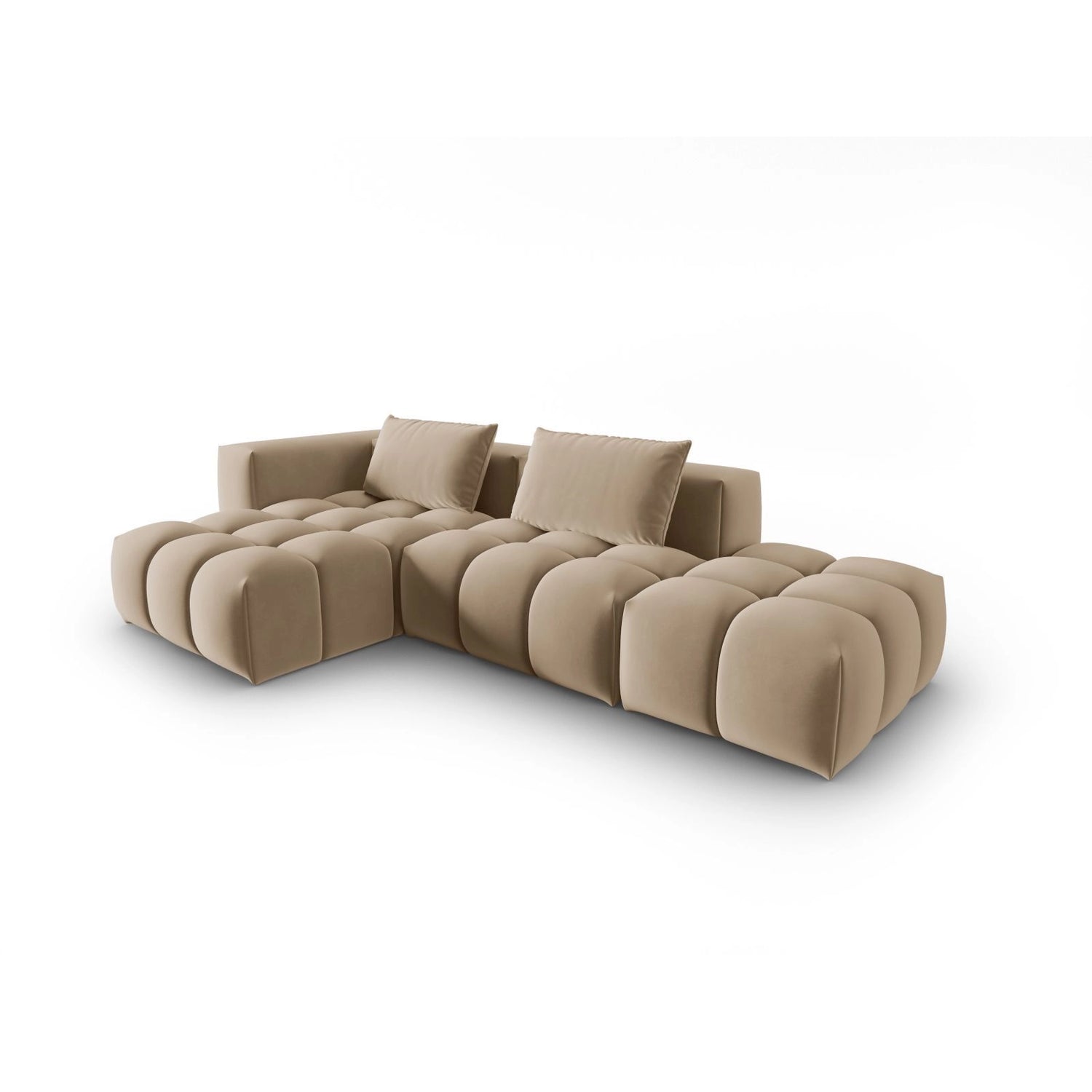Verona Modulares 4-Sitzer Ecksofa, Linke Seite, aus Samt in Sand (Casino Lion), 265x145 cm von Cosmopolitan Design – Bild 3