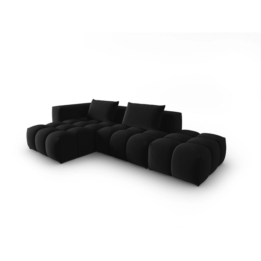 Verona Modulares 4-Sitzer Ecksofa, Linke Seite, aus Samt in Schwarz (Casino Black), 265x145 cm von Cosmopolitan Design – Bild 3