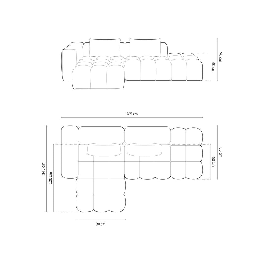 Verona Modulares 4-Sitzer Ecksofa, Linke Seite, aus Samt in Terrakotta (Casino Terracota), 265x145 cm von Cosmopolitan Design – Bild 2