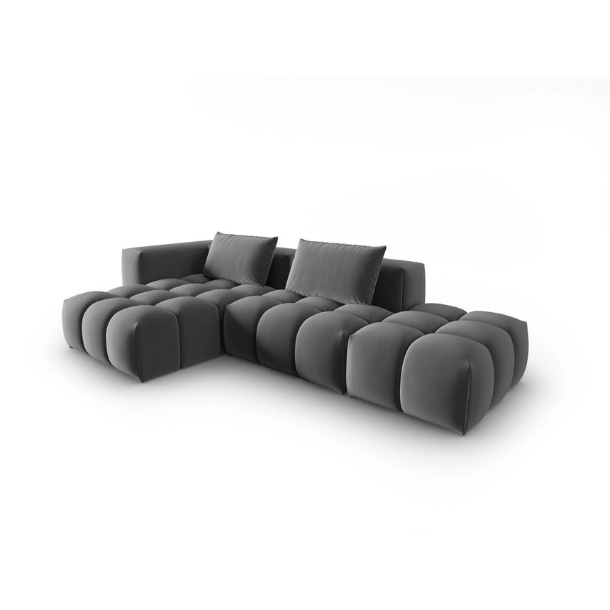 Verona Modulares 4-Sitzer Ecksofa, Linke Seite, aus Samt in Warmes Grau (Casino Anthracite), 265x145 cm von Cosmopolitan Design – Bild 3