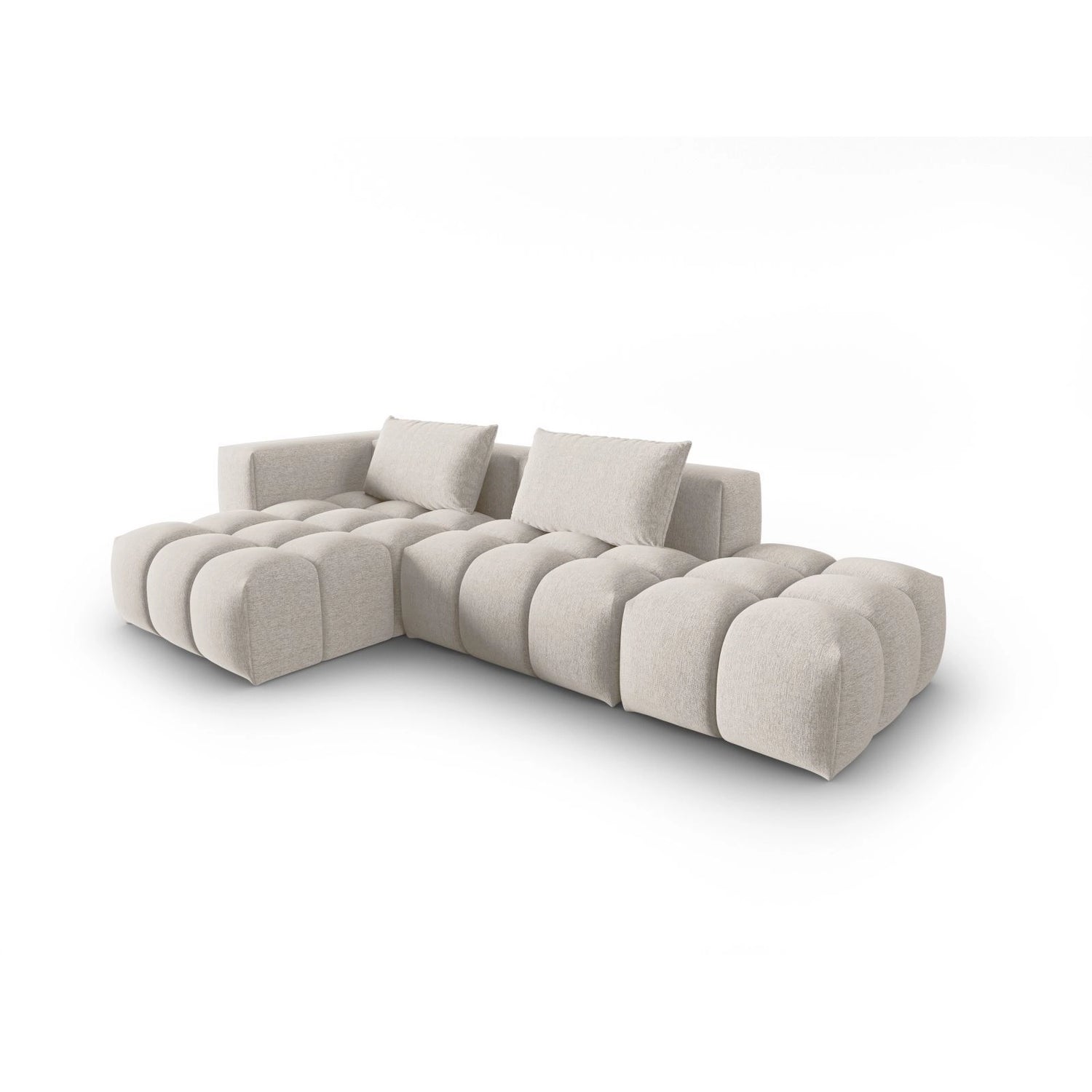 Verona Modulares 4-Sitzer Ecksofa, Linke Seite, aus Strukturierter Stoff in Beige (Sorella 03), 265x145 cm von Cosmopolitan Design – Bild 3