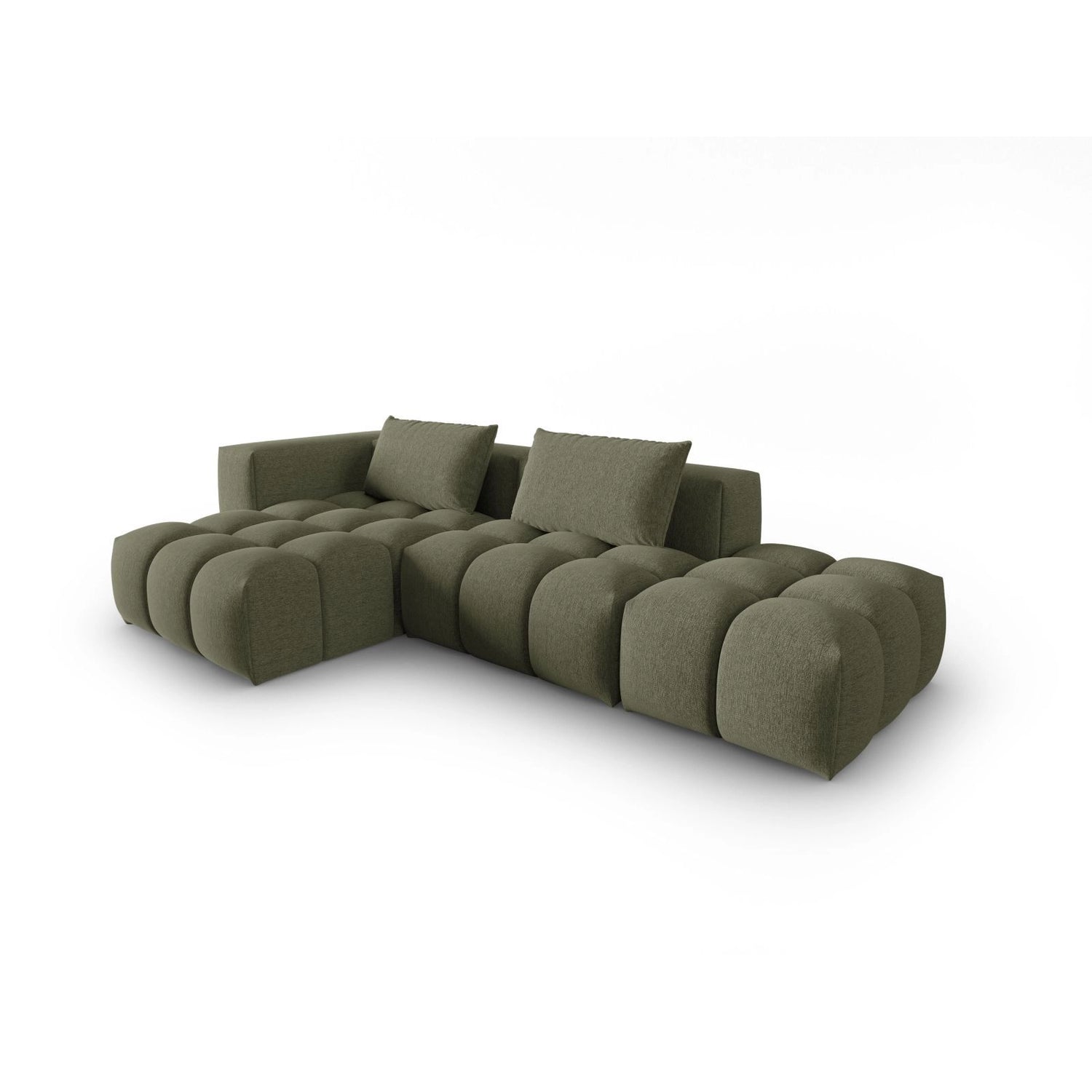 Verona Modulares 4-Sitzer Ecksofa, Linke Seite, aus Strukturierter Stoff in Dunkles olivgrün (Sorella 34), 265x145 cm von Cosmopolitan Design – Bild 3