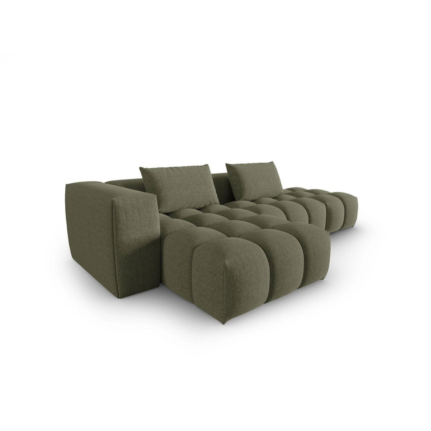 Verona Modulares 4-Sitzer Ecksofa, Linke Seite, aus Strukturierter Stoff in Dunkles olivgrün (Sorella 34), 265x145 cm von Cosmopolitan Design – Bild 4