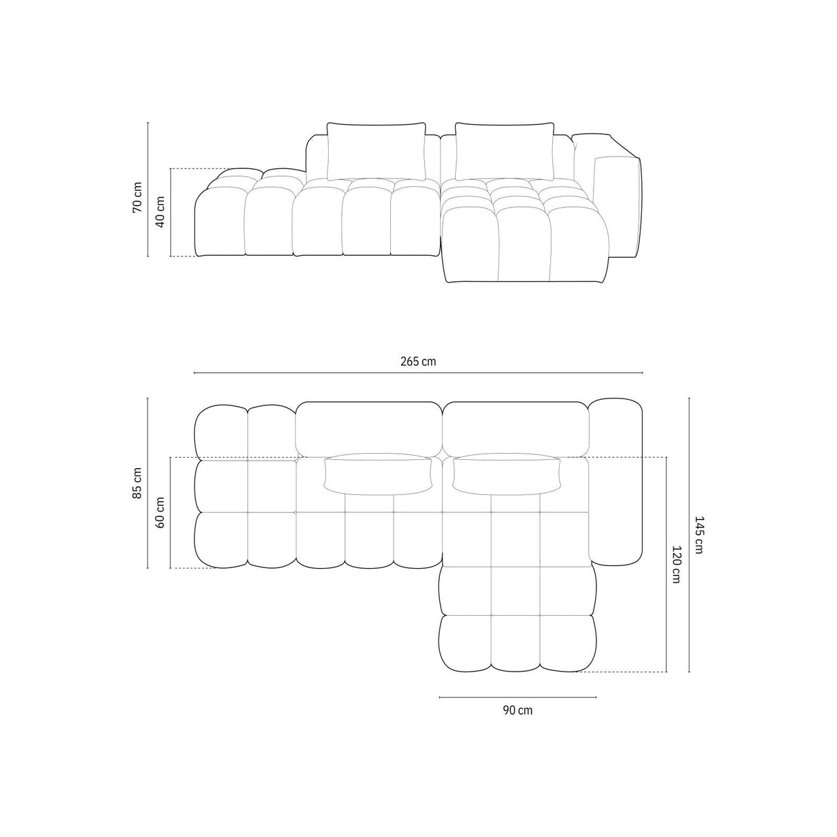 Verona Modulares 4-Sitzer Ecksofa, Rechte Seite, aus Samt in Flamingo (Casino Salmon), 265x145 cm von Cosmopolitan Design – Bild 2