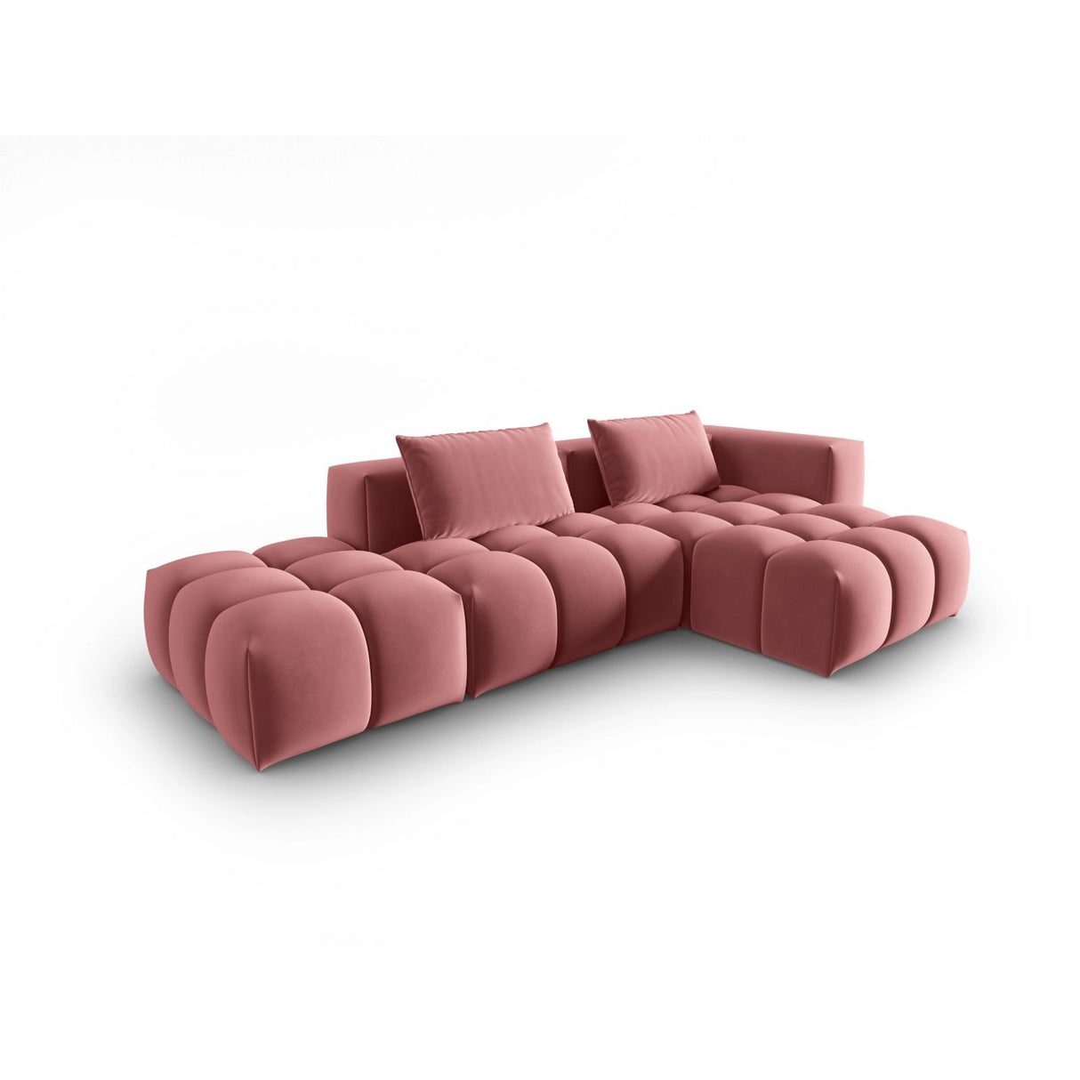 Verona Modulares 4-Sitzer Ecksofa, Rechte Seite, aus Samt in Flamingo (Casino Salmon), 265x145 cm von Cosmopolitan Design – Bild 3