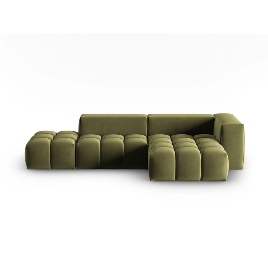 Verona Modulares 4-Sitzer Ecksofa, Rechte Seite, aus Samt in Hellgrün (Casino Forest), 265x145 cm von Cosmopolitan Design – Bild 1