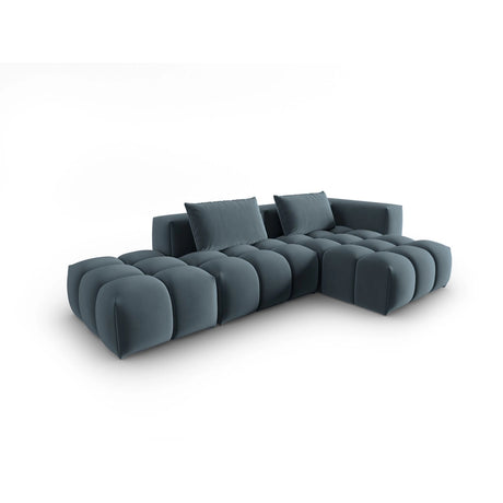 Verona Modulares 4-Sitzer Ecksofa, Rechte Seite, aus Samt in Pastellblau (Casino Dark Blue), 265x145 cm von Cosmopolitan Design – Bild 3