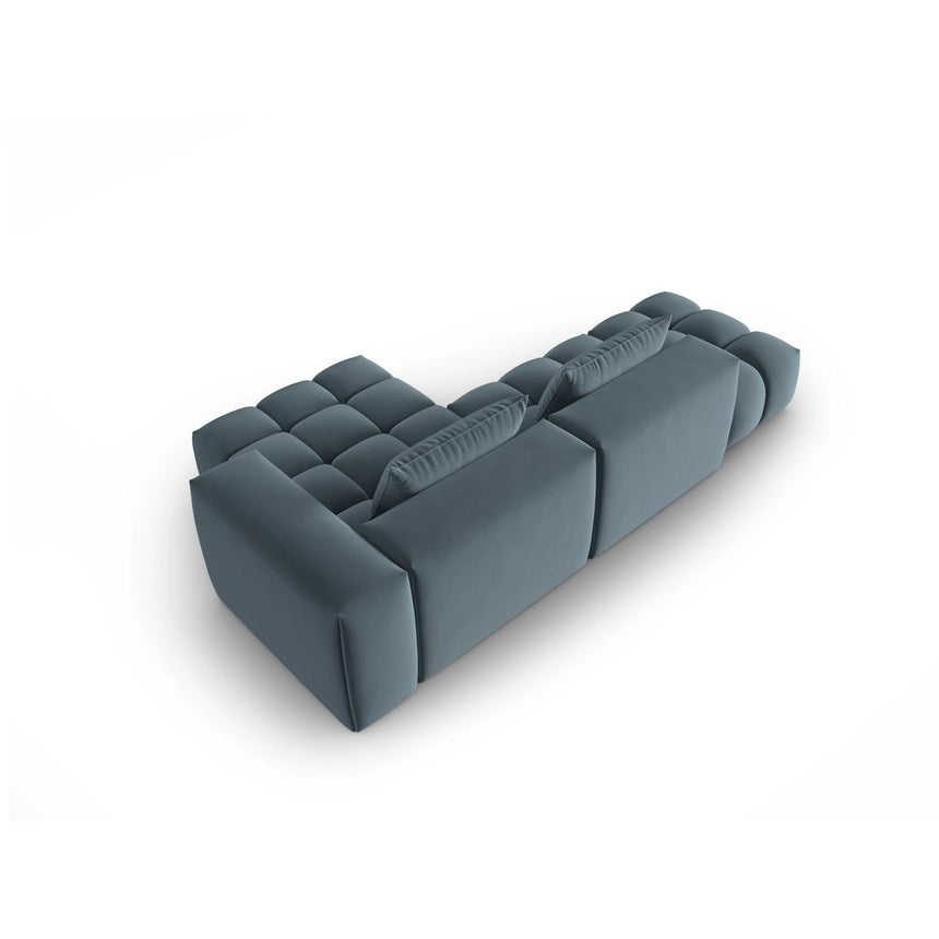 Verona Modulares 4-Sitzer Ecksofa, Rechte Seite, aus Samt in Pastellblau (Casino Dark Blue), 265x145 cm von Cosmopolitan Design – Bild 5