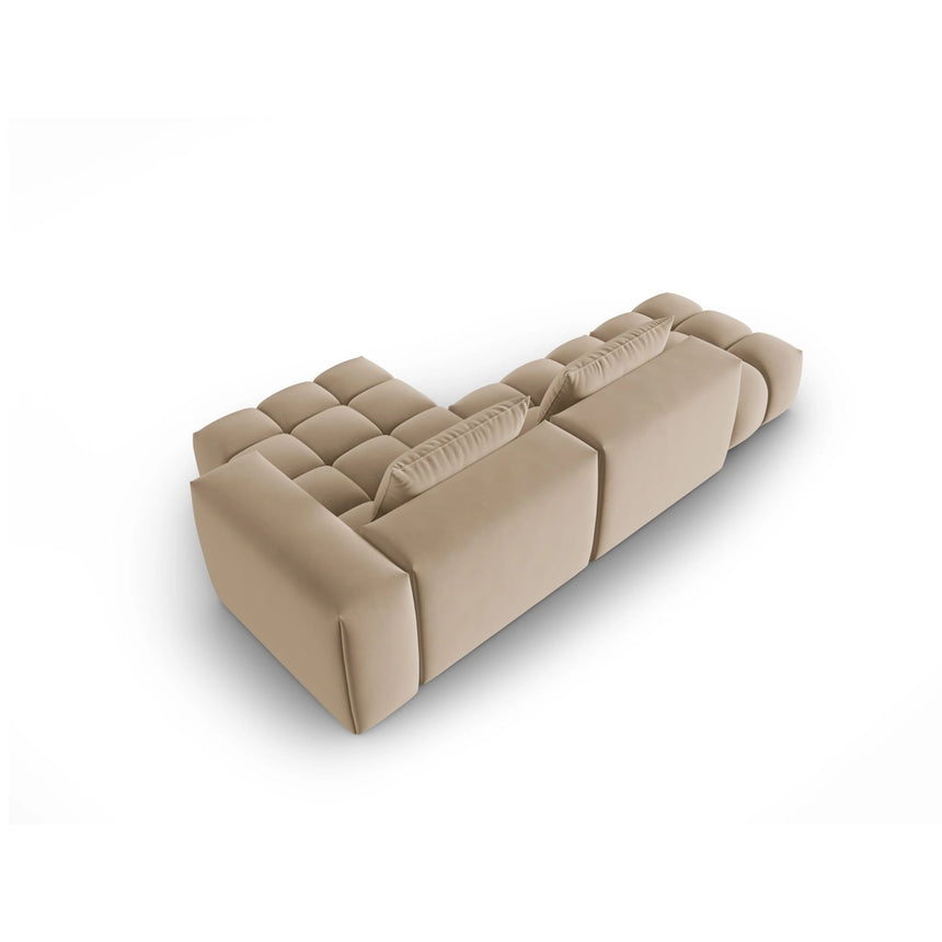 Verona Modulares 4-Sitzer Ecksofa, Rechte Seite, aus Samt in Sand (Casino Lion), 265x145 cm von Cosmopolitan Design – Bild 5