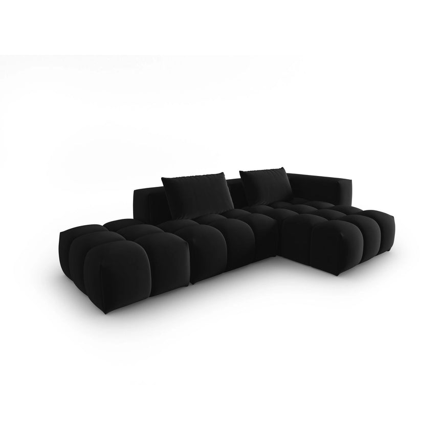 Verona Modulares 4-Sitzer Ecksofa, Rechte Seite, aus Samt in Schwarz (Casino Black), 265x145 cm von Cosmopolitan Design – Bild 3