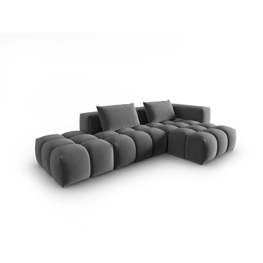 Verona Modulares 4-Sitzer Ecksofa, Rechte Seite, aus Samt in Warmes Grau (Casino Anthracite), 265x145 cm von Cosmopolitan Design – Bild 3