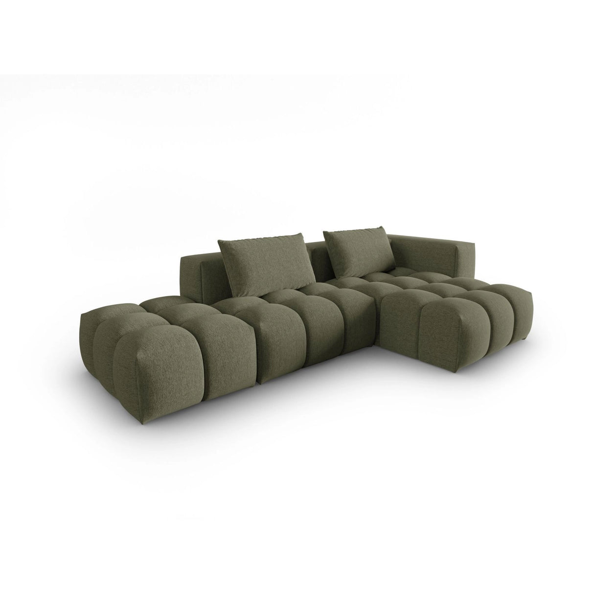 Verona Modulares 4-Sitzer Ecksofa, Rechte Seite, aus Strukturierter Stoff in Dunkles olivgrün (Sorella 34), 265x145 cm von Cosmopolitan Design – Bild 3