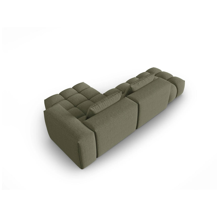 Verona Modulares 4-Sitzer Ecksofa, Rechte Seite, aus Strukturierter Stoff in Dunkles olivgrün (Sorella 34), 265x145 cm von Cosmopolitan Design – Bild 5
