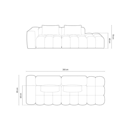 Verona Modulares 4-Sitzer Sofa, Linke Seite, aus Samt in Sand (Casino Lion), 265x85 cm von Cosmopolitan Design – Bild 2