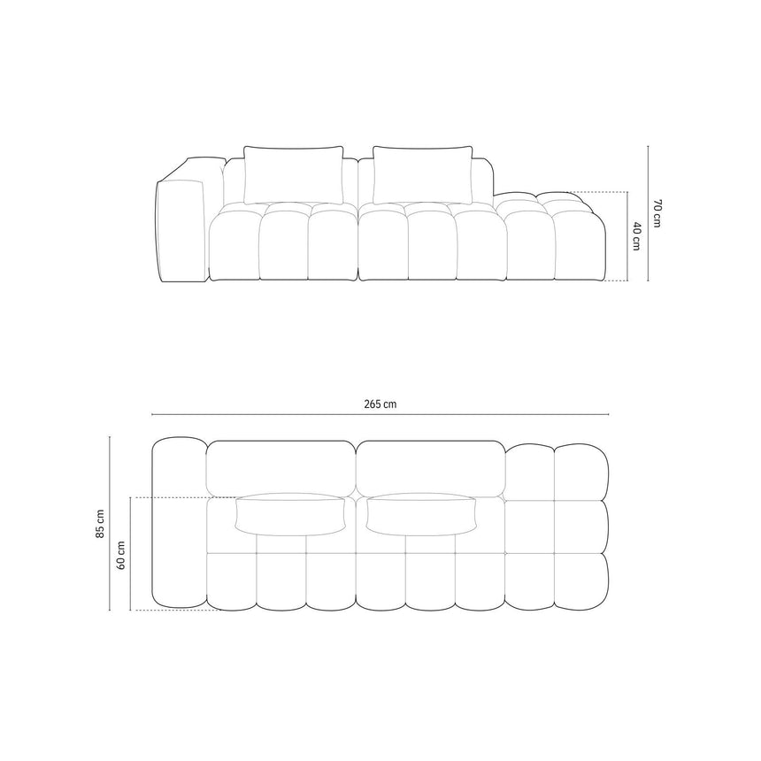 Verona Modulares 4-Sitzer Sofa, Linke Seite, aus Samt oder Strukturstoff, 265x85 cm von Cosmopolitan Design – Bild 2