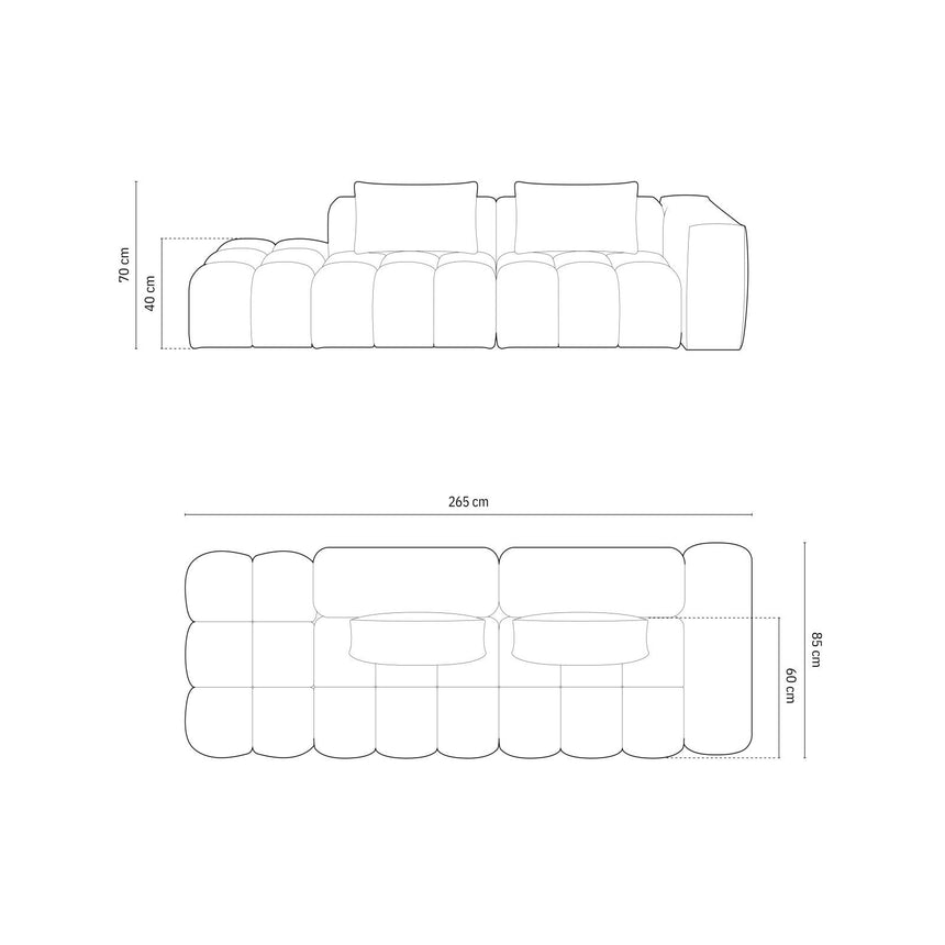 Verona Modulares 4-Sitzer Sofa, Rechte Seite, aus Samt in Sand (Casino Lion), 265x85 cm von Cosmopolitan Design – Bild 2