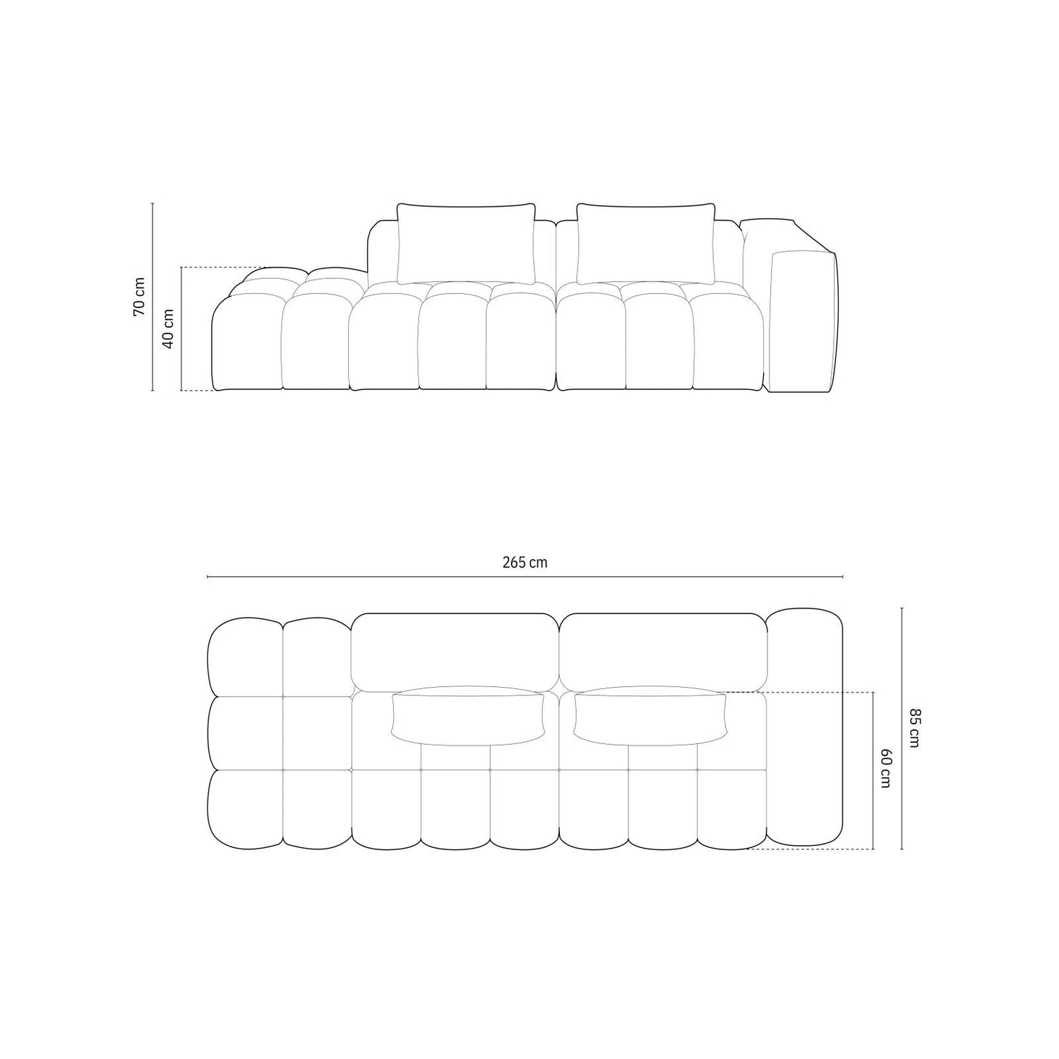 Verona Modulares 4-Sitzer Sofa, Rechte Seite, aus Samt in Terrakotta (Casino Terracota), 265x85 cm von Cosmopolitan Design – Bild 2