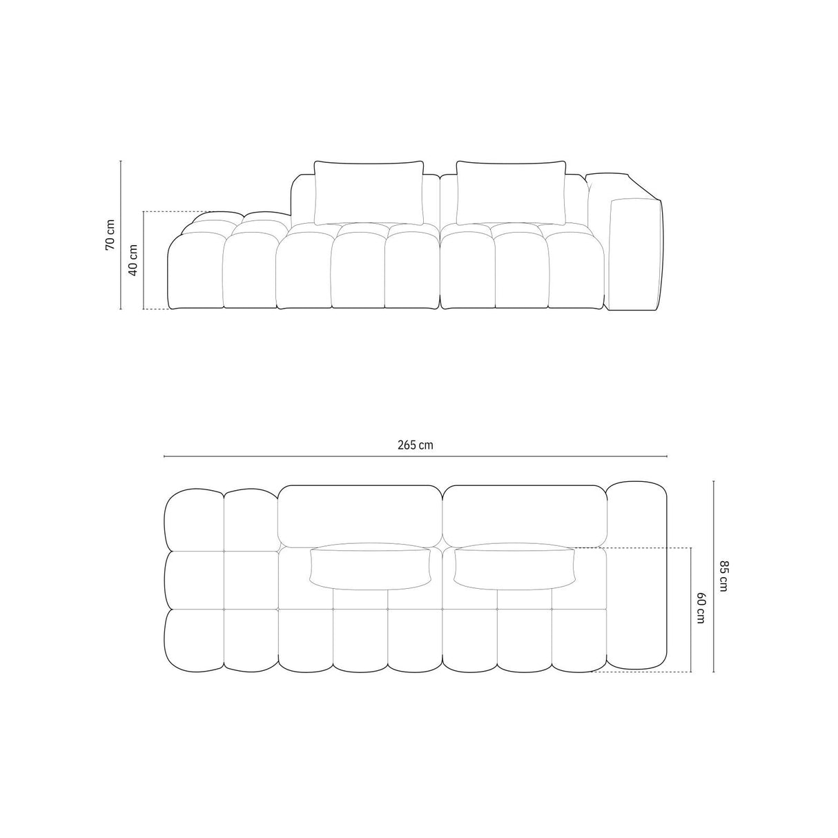 Verona Modulares 4-Sitzer Sofa, Rechte Seite, aus Strukturierter Stoff in Burgund (Sorella 59), 265x85 cm von Cosmopolitan Design – Bild 2
