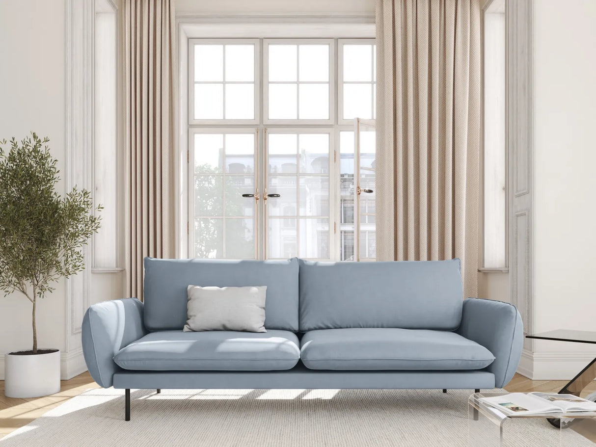 Vienna 3-Sitzer Sofa aus Samt in Hellblau (Bluvel 06), 200x92x95 cm von Cosmopolitan Design – Bild 2