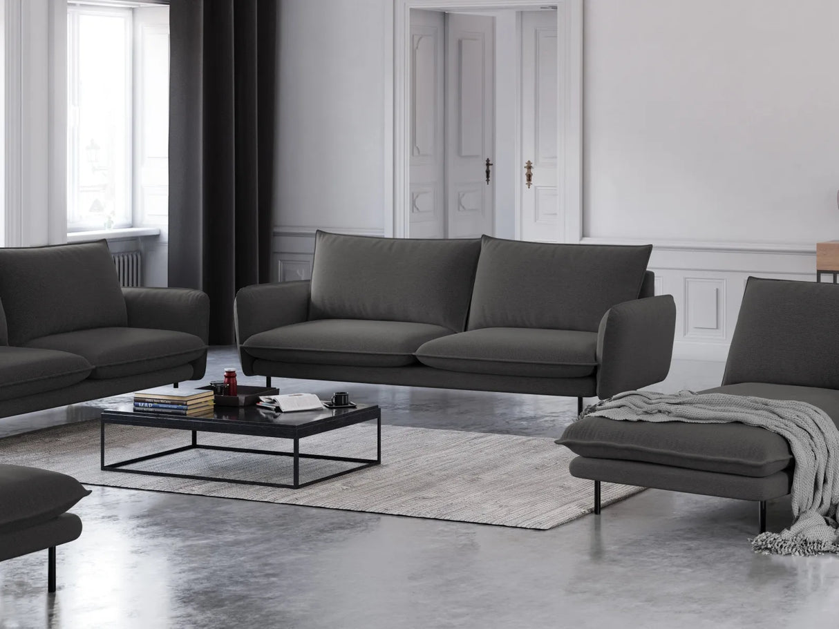 Vienna 3-Sitzer Sofa aus Strukturierter Stoff in Dunkelgrau (Positano 95), 200x92x95 cm von Cosmopolitan Design – Bild 2
