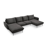 Vienna 6-Sitzer Panorama Sofa aus Samt in Dunkelgrau (Bluvel 18), Beine in Schwarzes Metall, 350x170x95 cm von Cosmopolitan Design – Bild 1