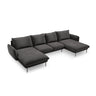 Vienna 6-Sitzer Panorama Sofa aus Samt in Dunkelgrau (Bluvel 18), Beine in Schwarzes Metall, 350x170x95 cm von Cosmopolitan Design – Bild 1