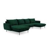 Vienna 6-Sitzer Panorama Sofa aus Samt in Flaschengrün (Bluvel 78), Beine in Schwarzes Metall, 350x170x95 cm von Cosmopolitan Design – Bild 4