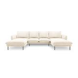 Vienna 6-Sitzer Panorama Sofa aus Samt in Hellbeige (Bluvel 22), Beine in Schwarzes Metall, 350x170x95 cm von Cosmopolitan Design – Bild 3
