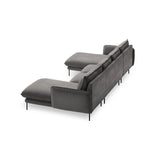 Vienna 6-Sitzer Panorama Sofa aus Samt in Hellgrau (Bluvel 13), Beine in Schwarzes Metall, 350x170x95 cm von Cosmopolitan Design – Bild 5
