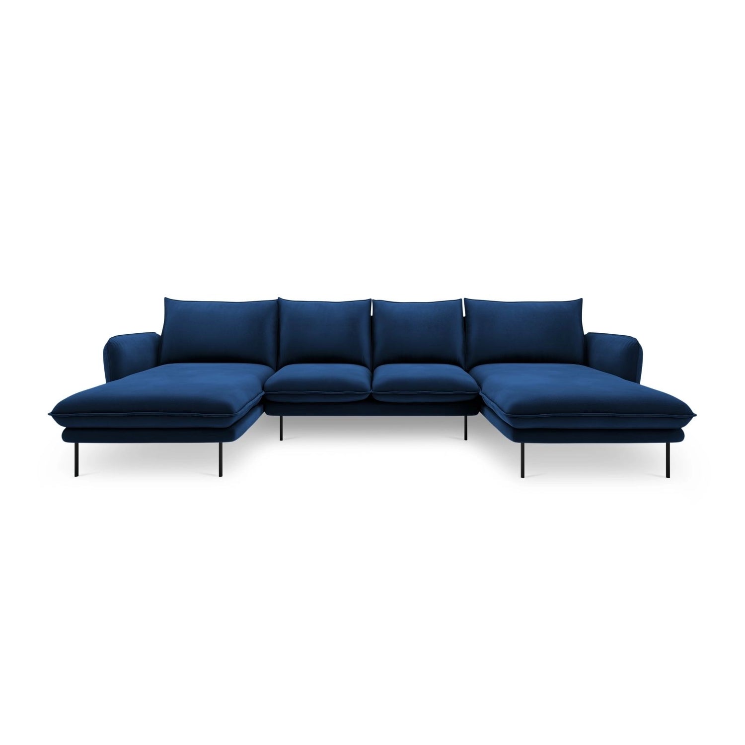 Vienna 6-Sitzer Panorama Sofa aus Samt in Königsblau (Bluvel 86), Beine in Schwarzes Metall, 350x170x95 cm von Cosmopolitan Design – Bild 3