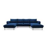 Vienna 6-Sitzer Panorama Sofa aus Samt in Königsblau (Bluvel 86), Beine in Schwarzes Metall, 350x170x95 cm von Cosmopolitan Design – Bild 3