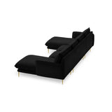Vienna 6-Sitzer Panorama Sofa aus Samt in Schwarz (Bluvel 19), Beine in Goldmetall, 350x170x95 cm von Cosmopolitan Design – Bild 5
