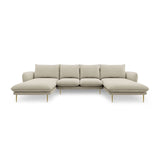 Vienna 6-Sitzer Panorama Sofa aus Strukturierter Stoff in Beige (Positano 8), Beine in Goldmetall, 350x170x95 cm von Cosmopolitan Design – Bild 4
