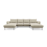 Vienna 6-Sitzer Panorama Sofa aus Strukturierter Stoff in Beige (Positano 8), Beine in Schwarzes Metall, 350x170x95 cm von Cosmopolitan Design – Bild 4