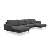 Vienna 6-Sitzer Panorama Sofa aus Strukturierter Stoff in Dunkelgrau (Positano 95), Beine in Goldmetall, 350x170x95 cm von Cosmopolitan Design – Bild 5