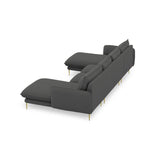 Vienna 6-Sitzer Panorama Sofa aus Strukturierter Stoff in Dunkelgrau (Positano 95), Beine in Goldmetall, 350x170x95 cm von Cosmopolitan Design – Bild 6
