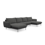 Vienna 6-Sitzer Panorama Sofa aus Strukturierter Stoff in Dunkelgrau (Positano 95), Beine in Schwarzes Metall, 350x170x95 cm von Cosmopolitan Design – Bild 5